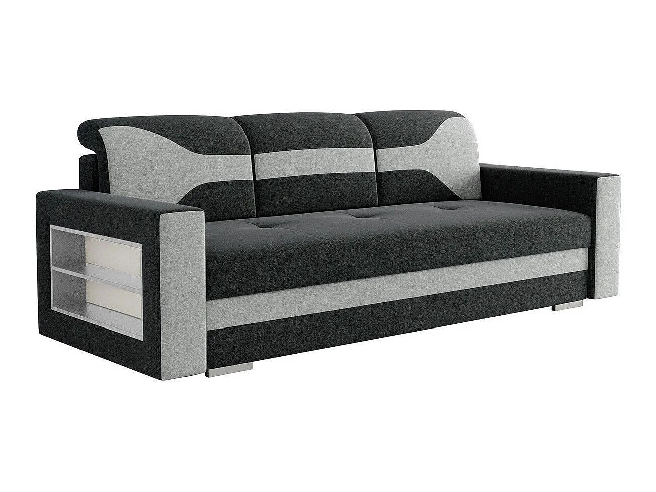 Canapé convertible 4 places en tissu gris DECATUR 88x236x92 cm