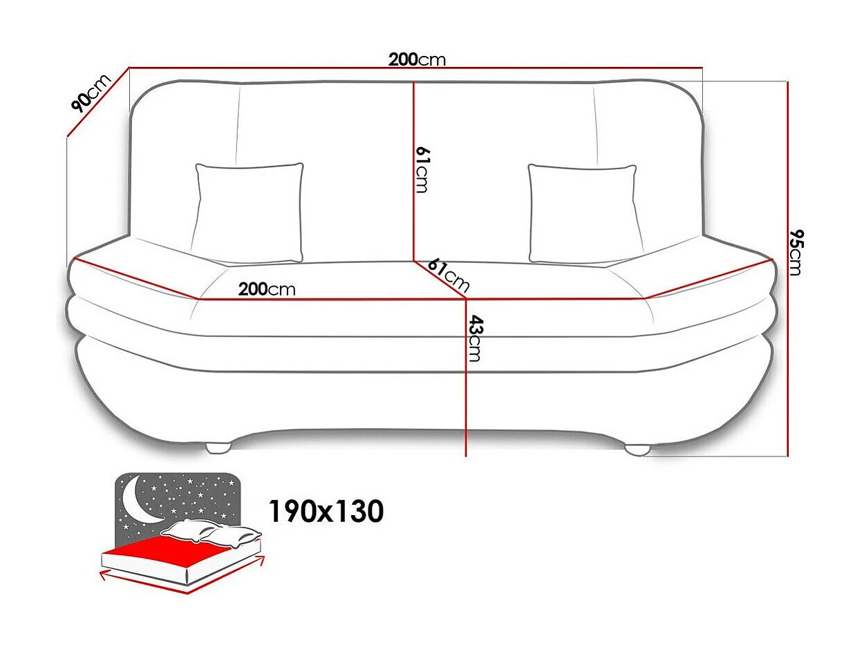 Sofá-cama Comfivo 234, Almacenaje, 95x200x90cm, Muebles ya montados