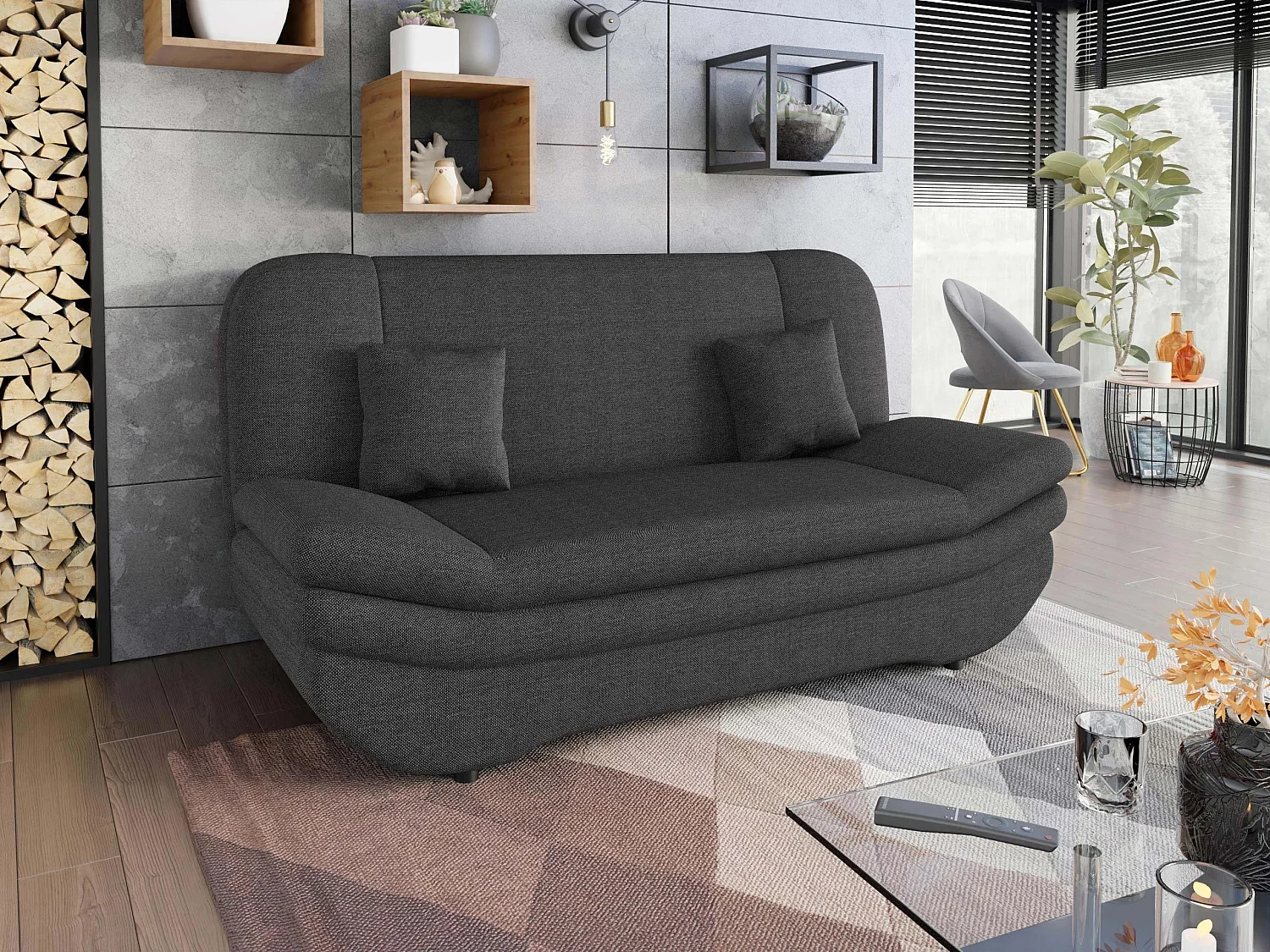 Sofá cama Comfivo Silva, Almacenaje, 95x200x90cm, Muebles ya montados