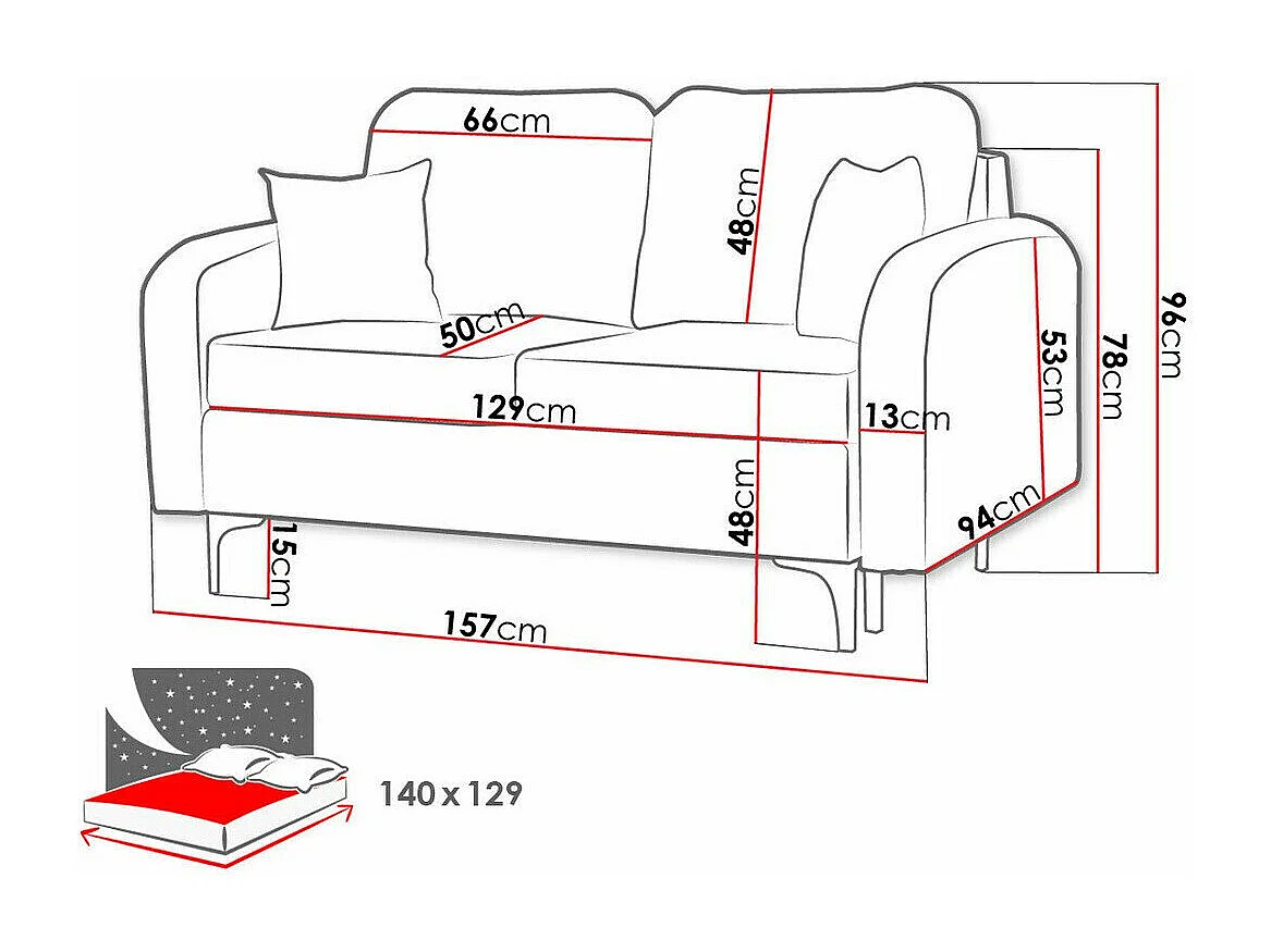 Canapé convertible Torlua 101, Boîte de literie, 96x157x94cm