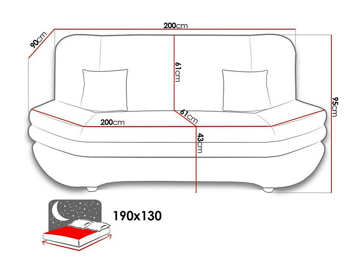 Canapé convertible Comfivo Silva, Disponible, 95x200x90cm, Mobilier déjà assemblé
