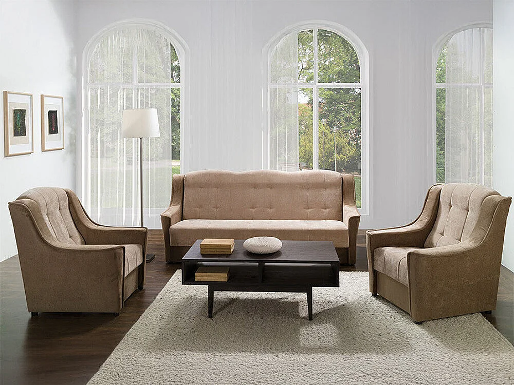 Canapé convertible clic-clac 3 places en tissu marron PROVIDENCE 90x215x93 cm