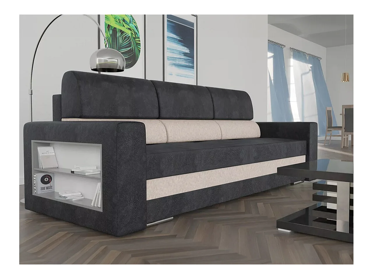 Sofá-cama Decatur 100, Almacenaje, 88x236x92cm