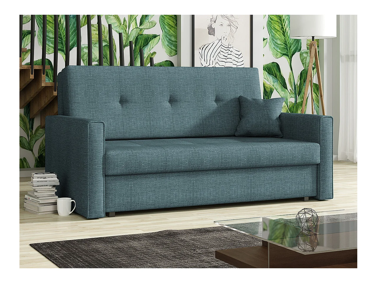 Canapé convertible Columbus 106, Boîte de literie, 85x153x98cm, Mobilier déjà assemblé