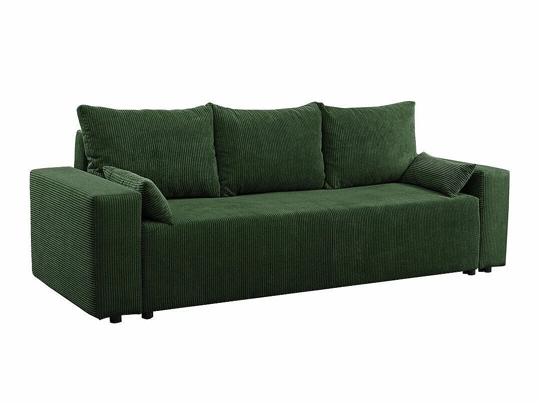 Canapé convertible 4 places en tissu vert CLOVIS 90x250x94 cm