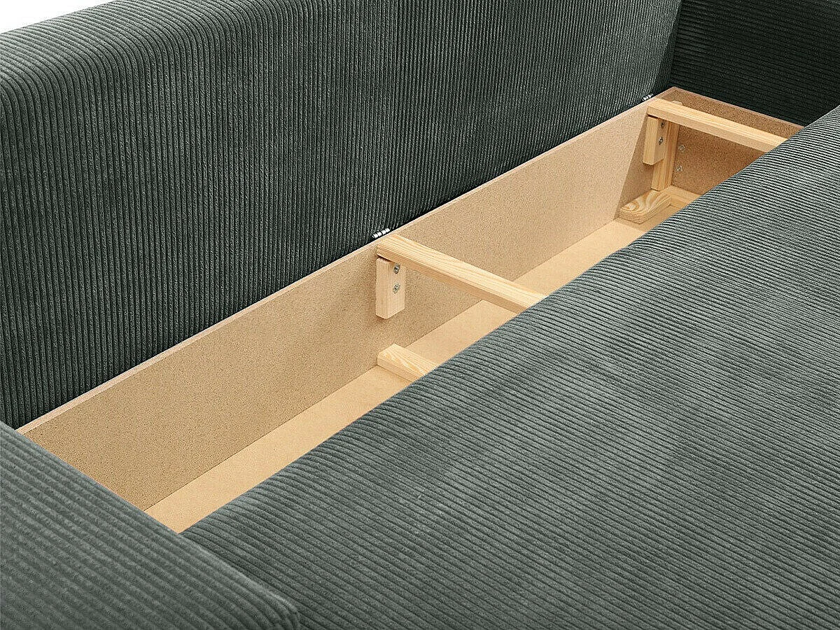 Canapé convertible 4 places en tissu vert CLOVIS 90x250x94 cm