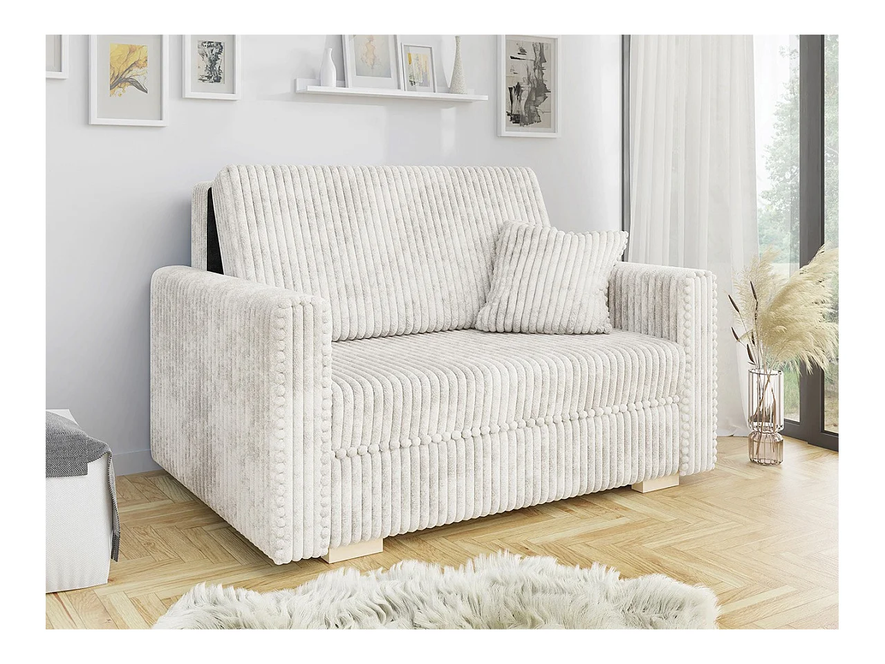 Canapé convertible Columbus 206, Boîte de literie, 85x133x100cm, Mobilier déjà assemblé