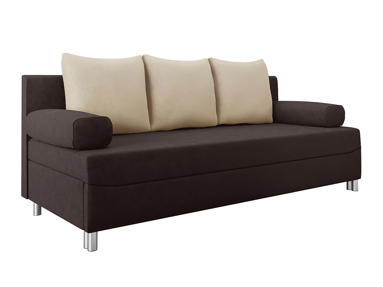 Canapé convertible 2 places en tissu marron 86x192x80 cm