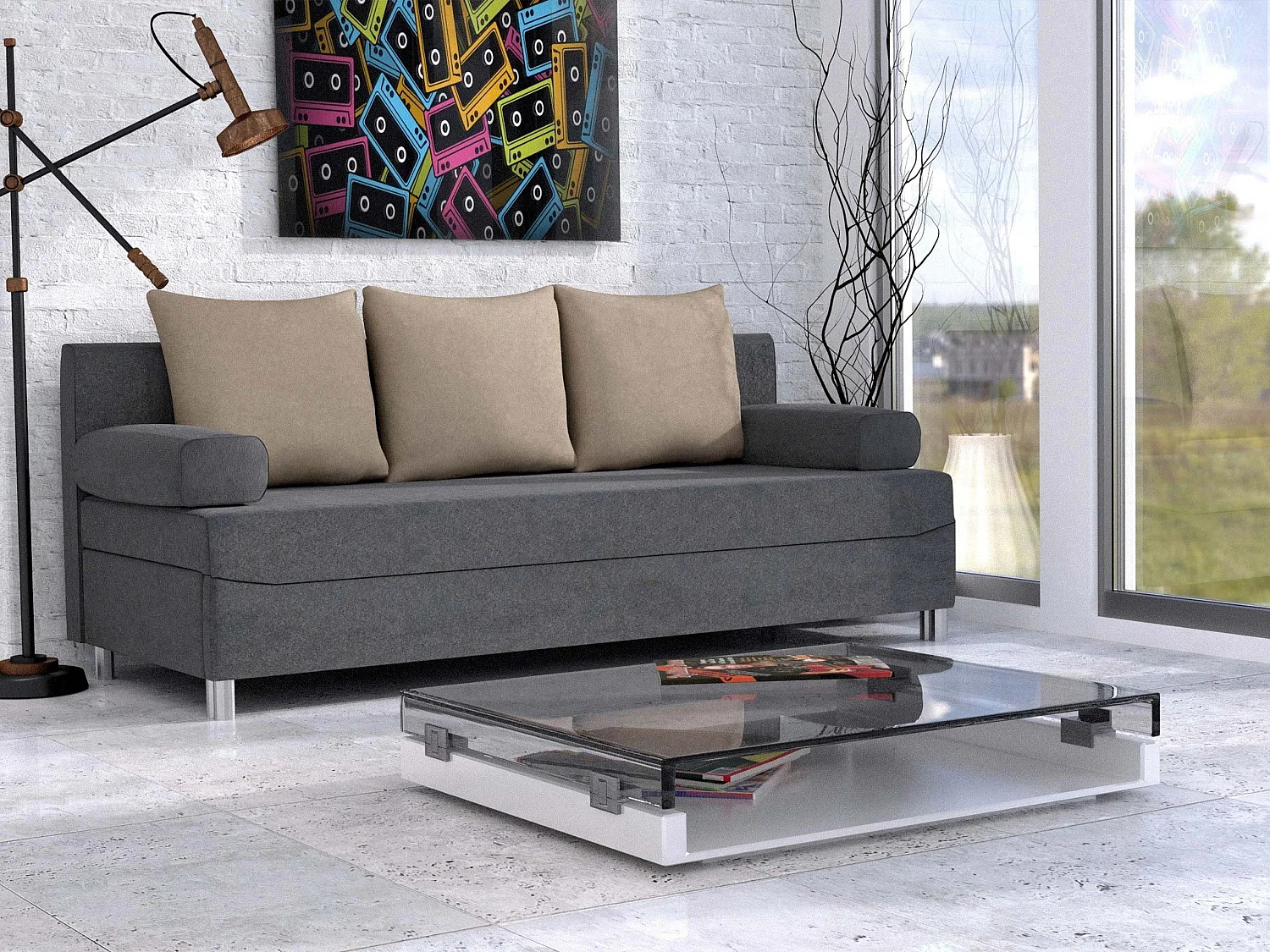 Sofá cama Comfivo Artes, Almacenaje, 86x192x80cm