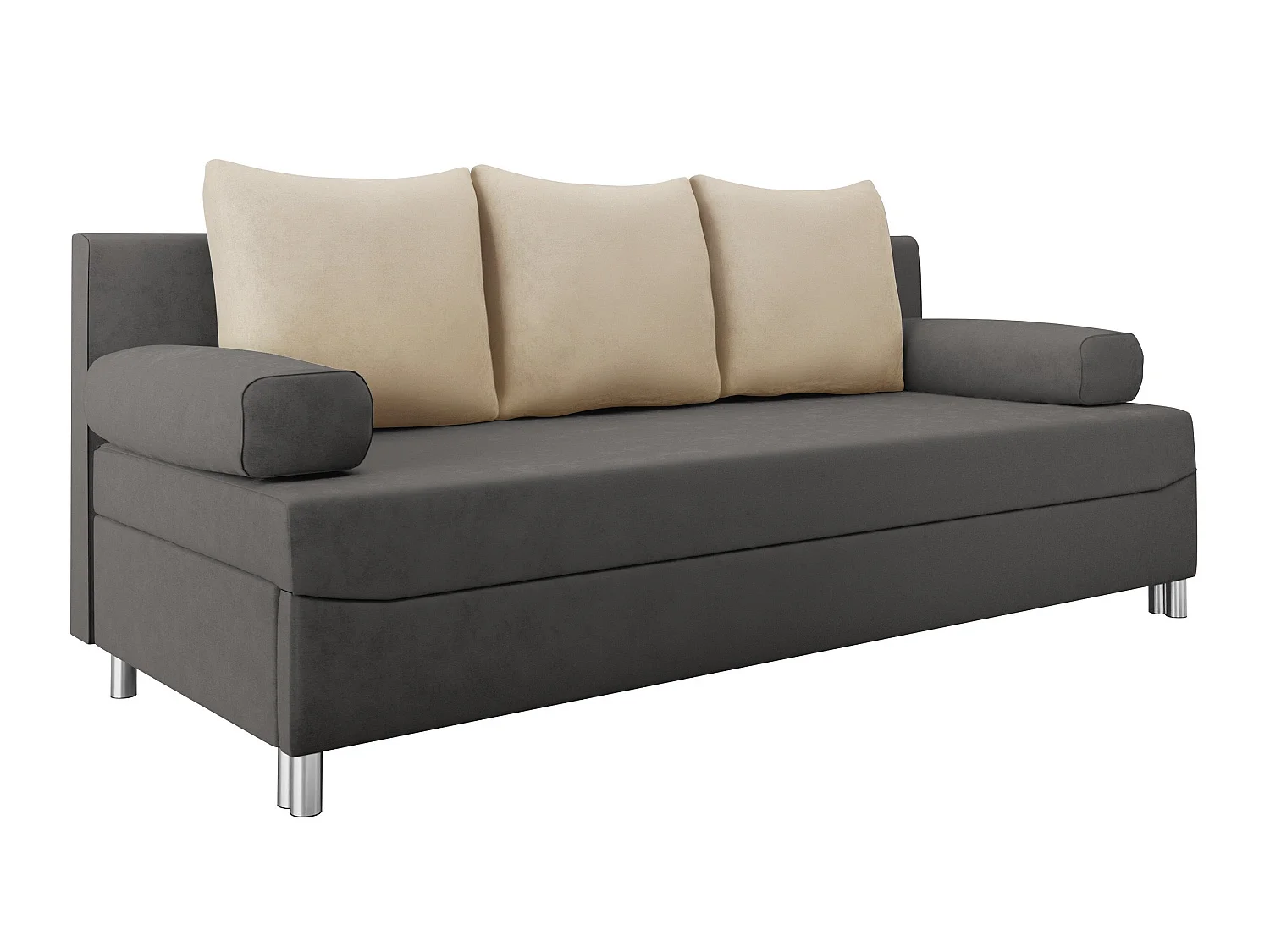 Canapé convertible 2 places en tissu gris 86x192x80 cm