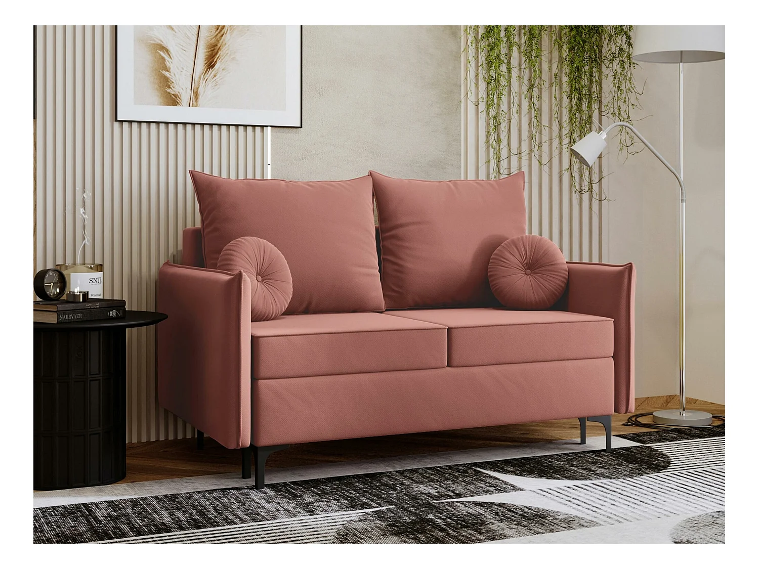 Canapé convertible Clovis 110, Boîte de literie, 101x145x96cm