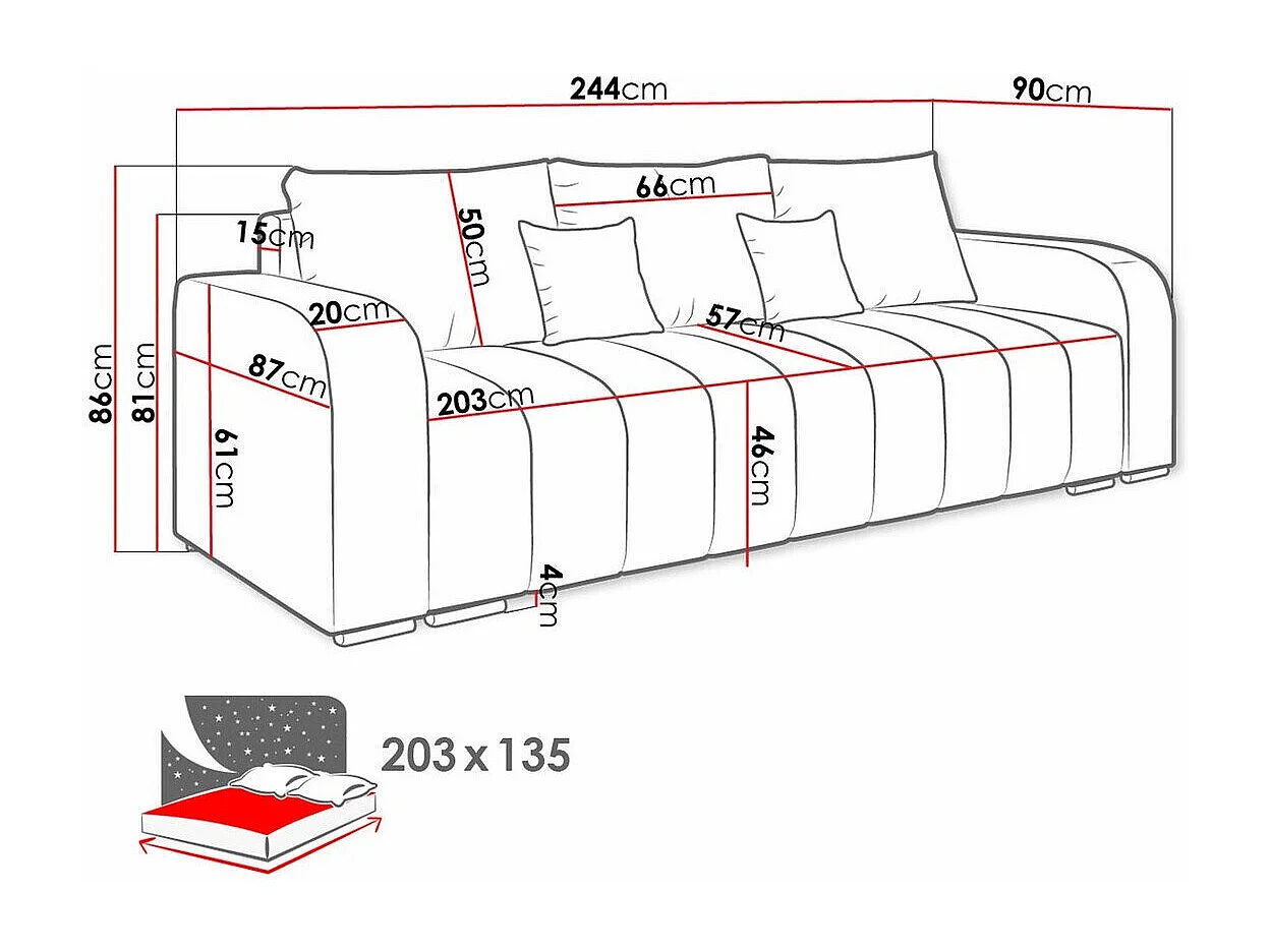 Canapé convertible Muncie 106, Disponible, 86x244x90cm