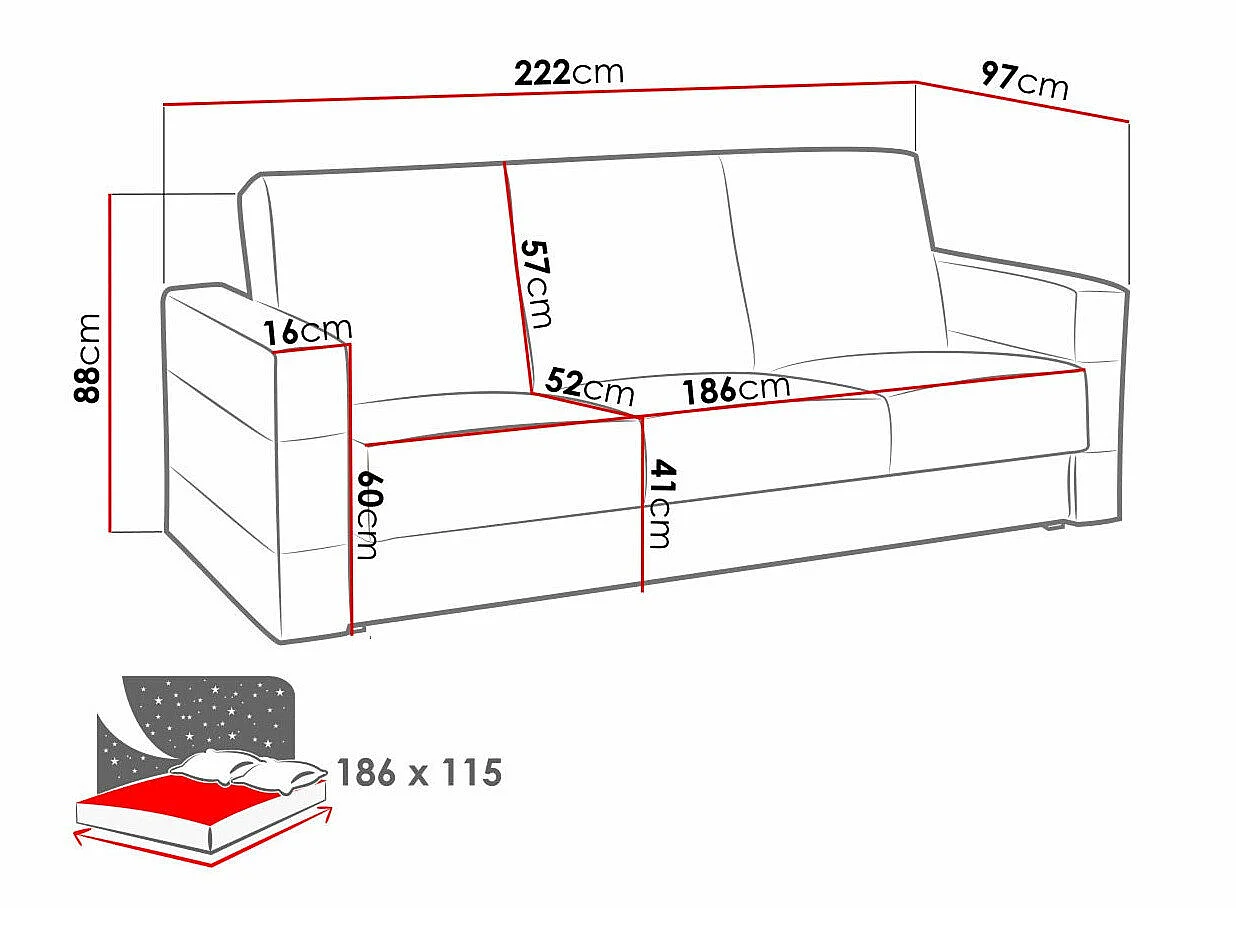 Sofá cama Providence 169, Almacenaje, 9x22x10cm