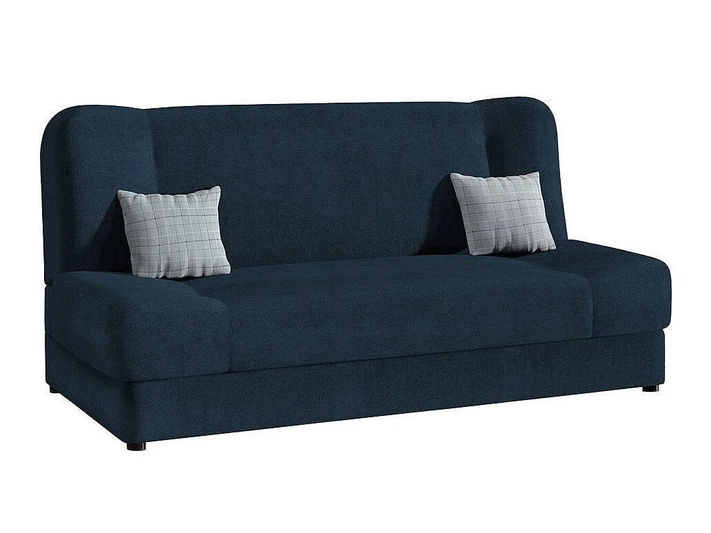 Canapé convertible clic-clac 3 places en tissu bleu 86x195x87 cm