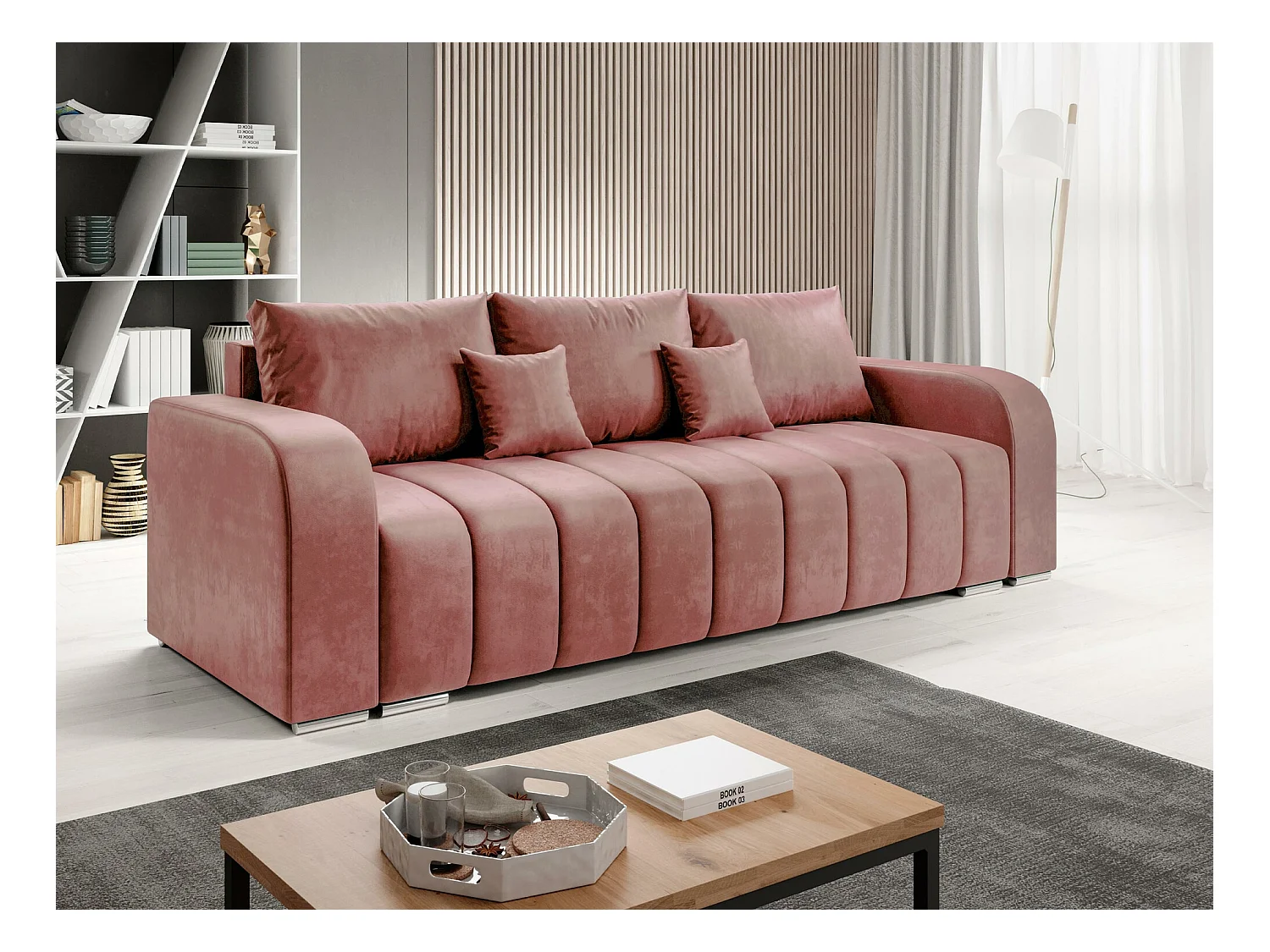 Sofá-cama Muncie 106, Caixa para roupa de cama, 86x244x90cm