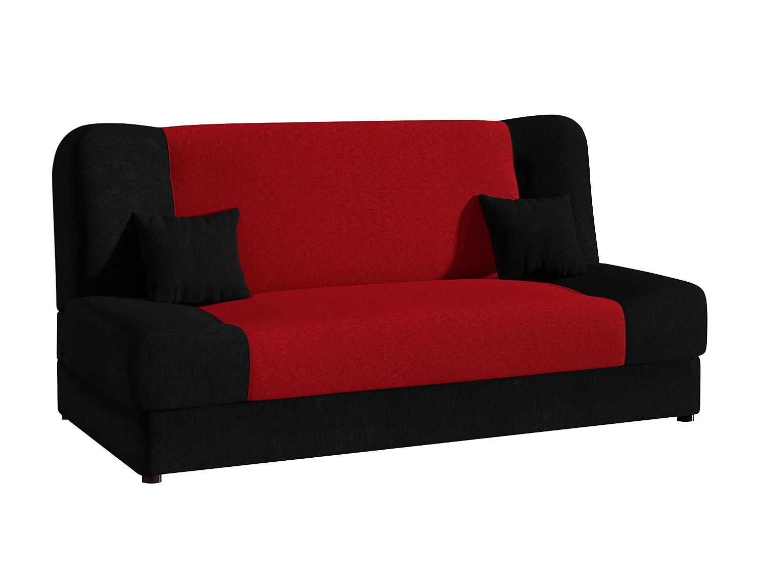 Canapé convertible clic-clac 3 places en tissu rouge 86x195x87 cm