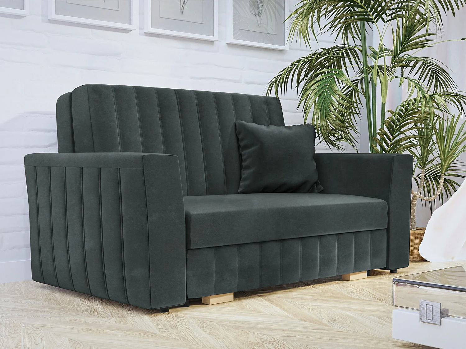 Sofá cama Orinen II, Almacenaje, 85x145x98cm, Muebles ya montados