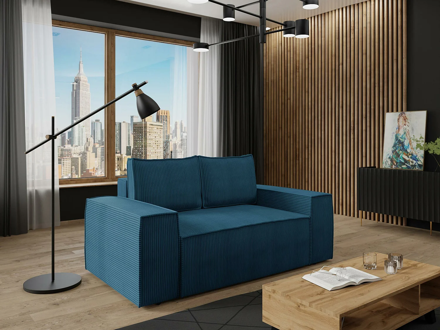 Canapé convertible Clovis 107, Boîte de literie, 94x188x104cm