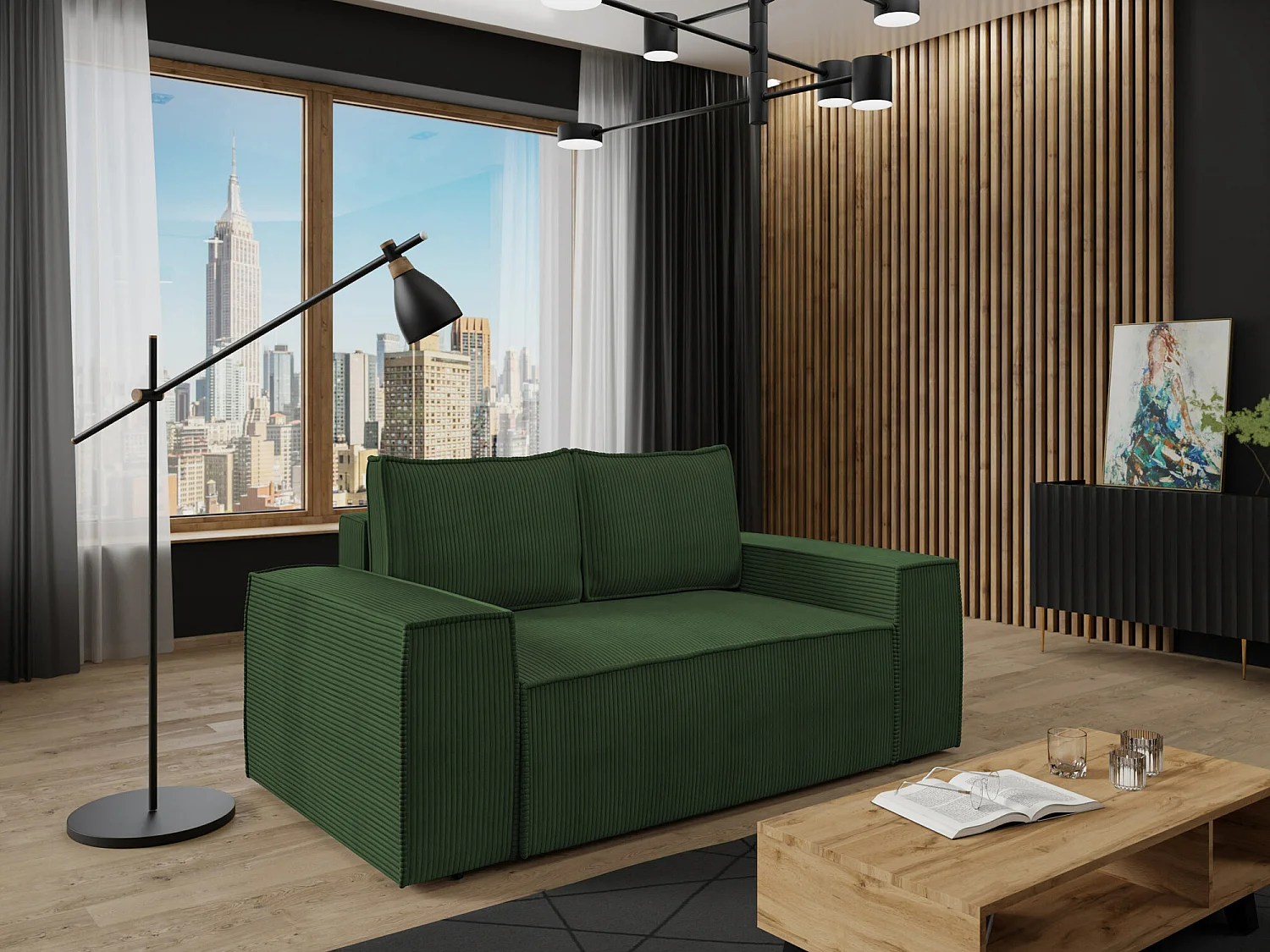 Canapé convertible Clovis 107, Boîte de literie, 94x188x104cm