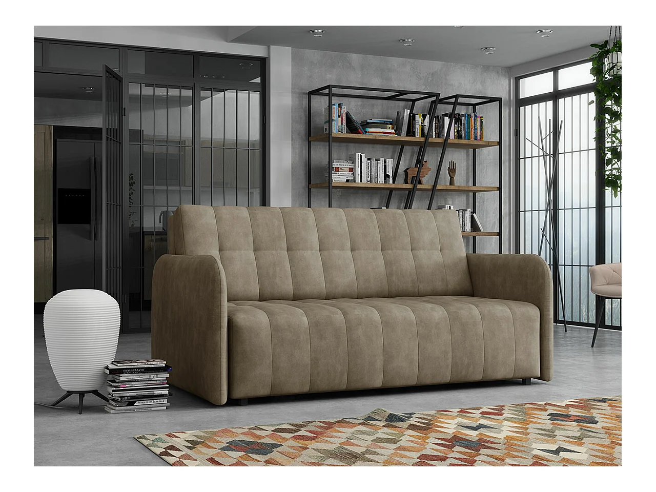 Canapé convertible Columbus 179, Boîte de literie, 85x165x98cm, Mobilier déjà assemblé