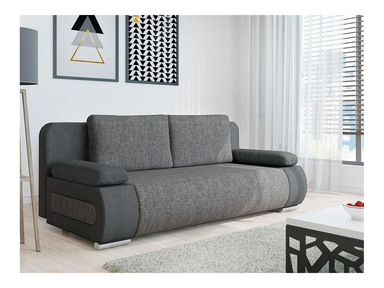 Sofa mit Schlaffunktion und Bettkasten - 200x90x77 cm - Alova 36 + Lawa 05 - Emma