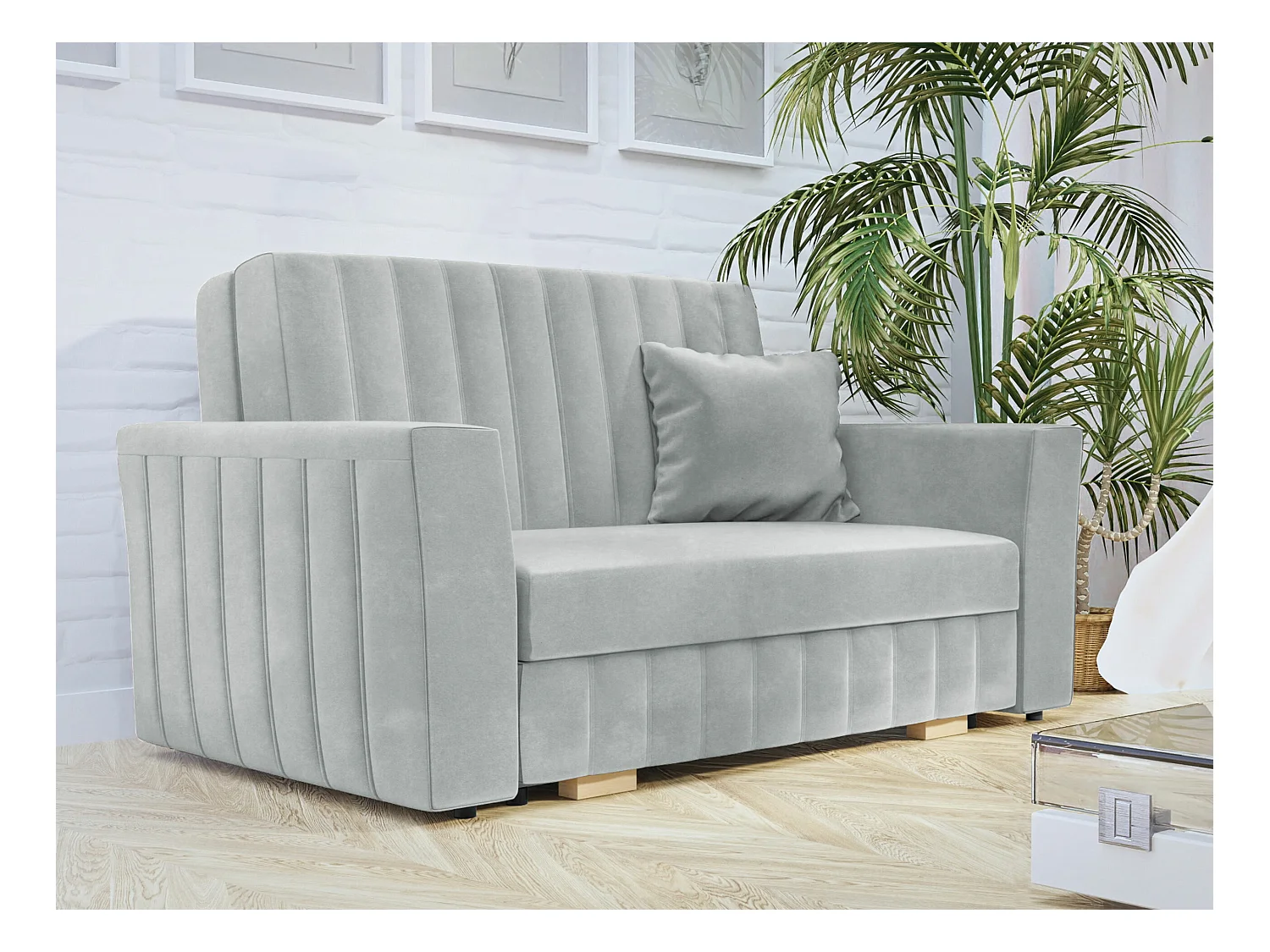 Canapé convertible Columbus 136, Boîte de literie, 85x145x98cm, Mobilier déjà assemblé