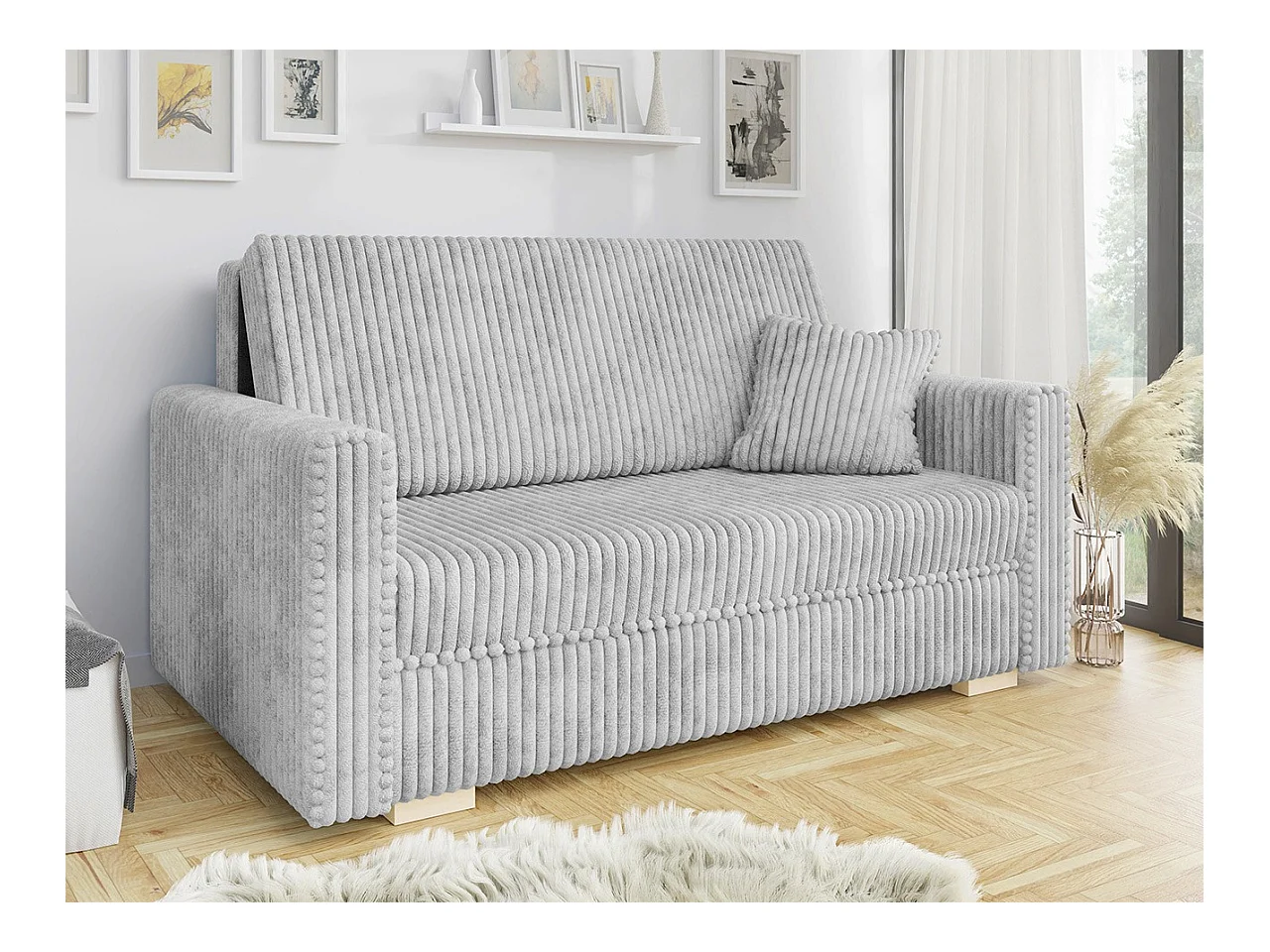 Sofá-cama Columbus 205, Almacenaje, 85x153x100cm, Muebles ya montados