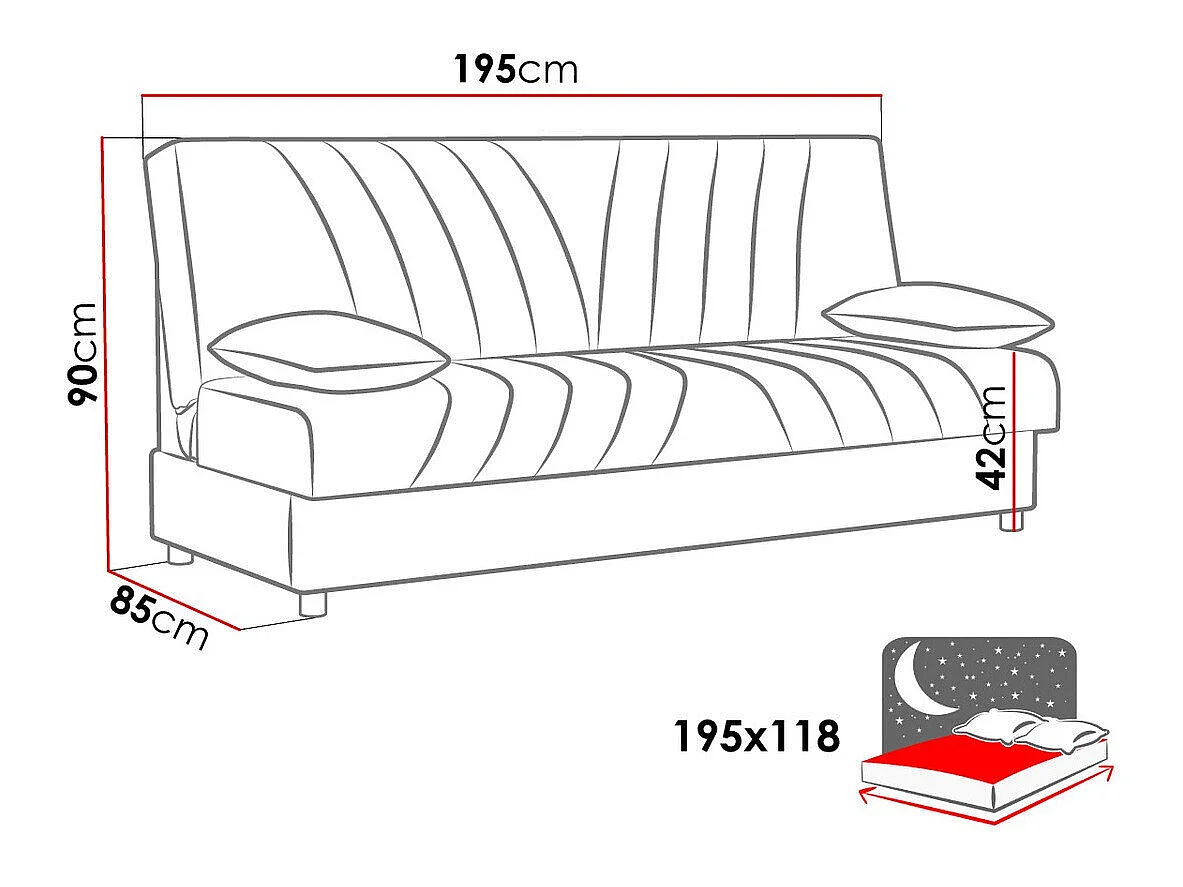 Canapé convertible 3 places en tissu marron COLUMBUS