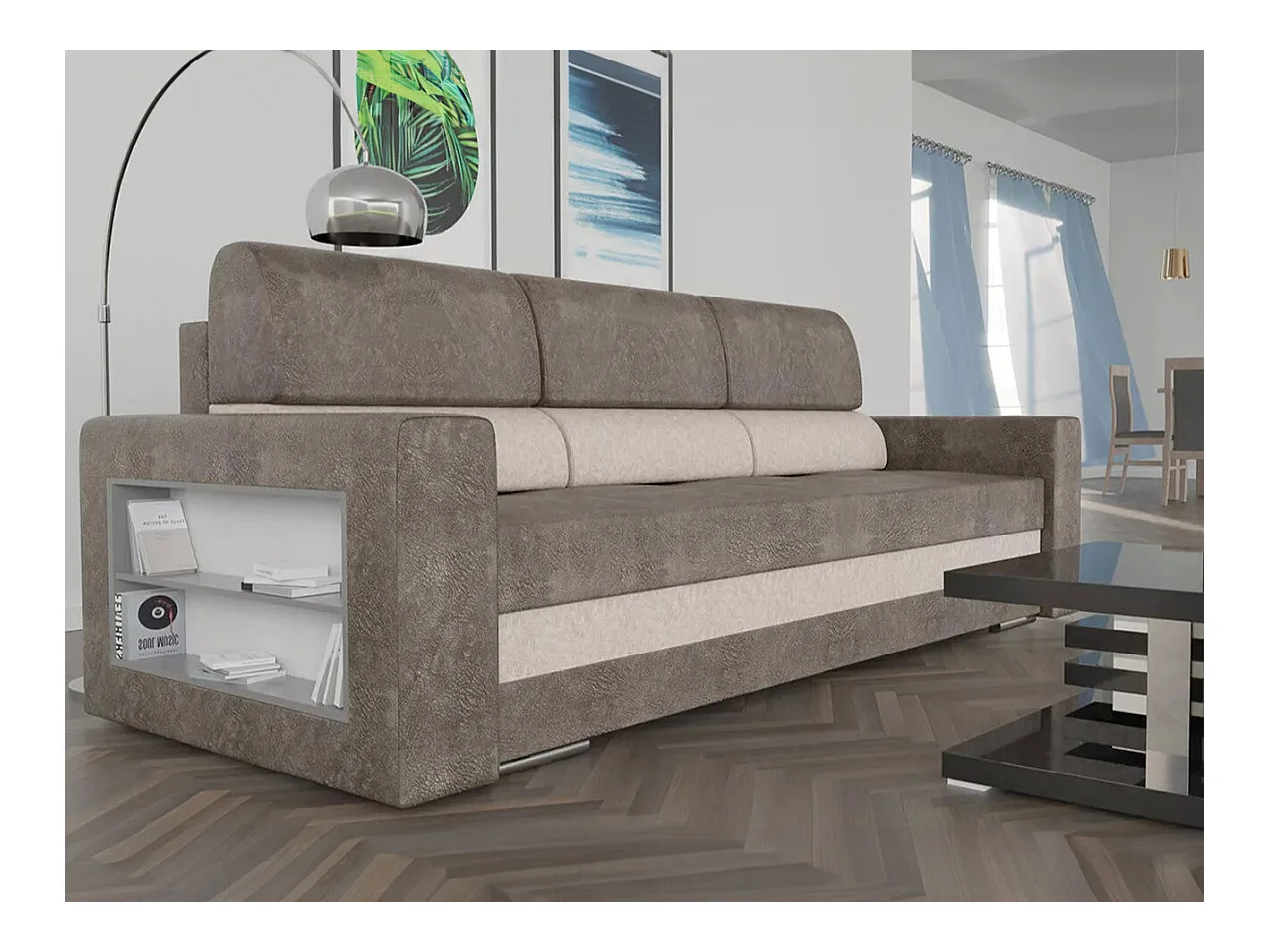 Canapé convertible Decatur 100, Boîte de literie, 88x236x92cm