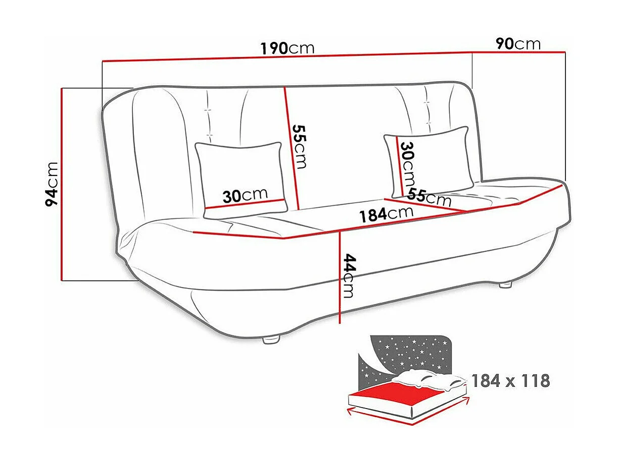 Canapé convertible Comfivo 239, Disponible, 94x190x90cm