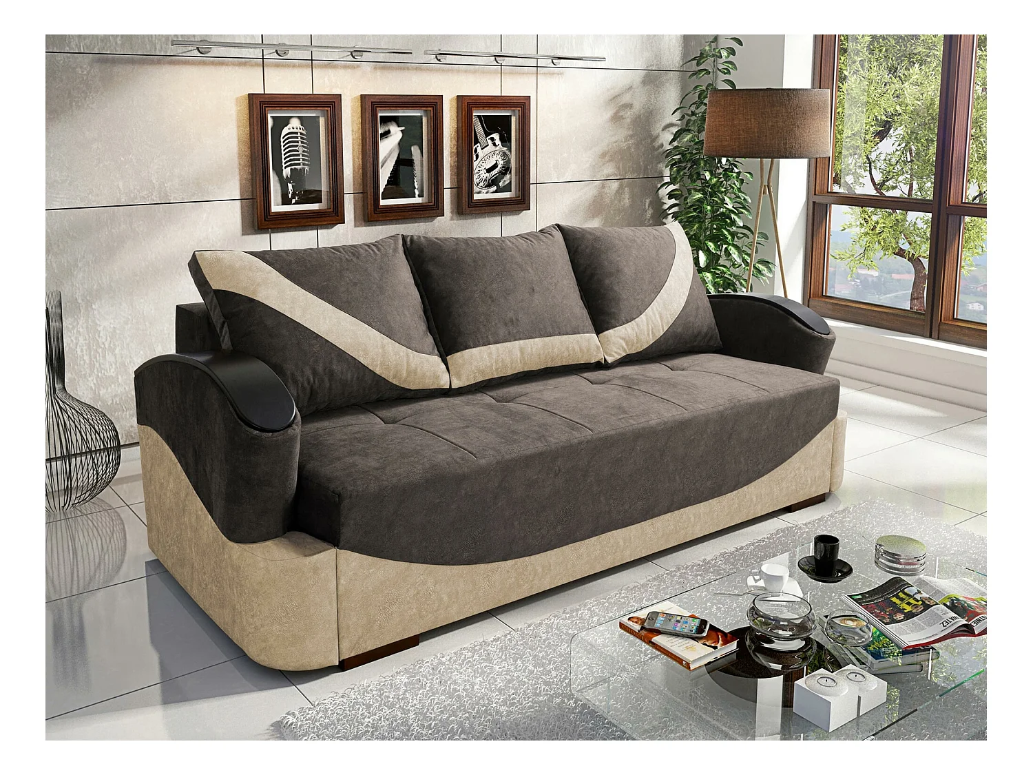 Canapé convertible Decatur 103, Boîte de literie, 90x234x96cm