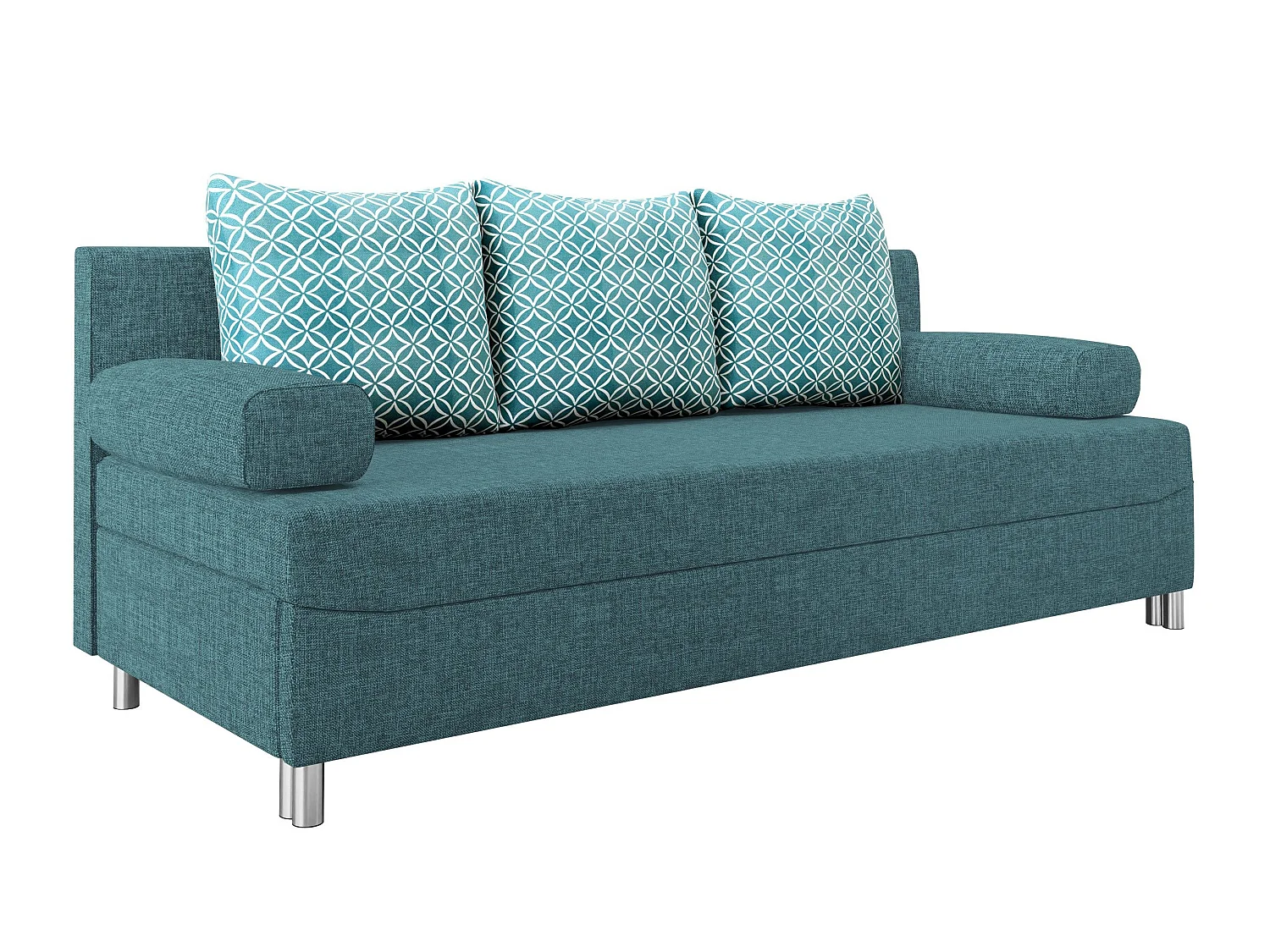 Canapé convertible 2 places en tissu bleu turquoise