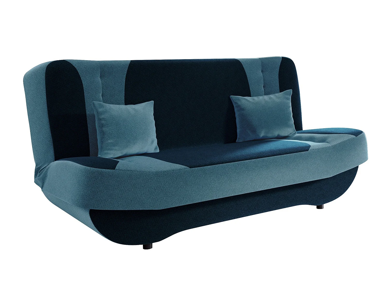 Canapé convertible clic-clac 3 places en tissu bleu 94x190x90 cm