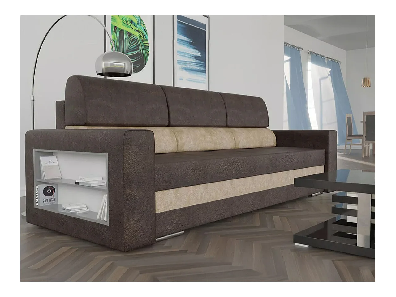 Canapé convertible Decatur 100, Boîte de literie, 88x236x92cm