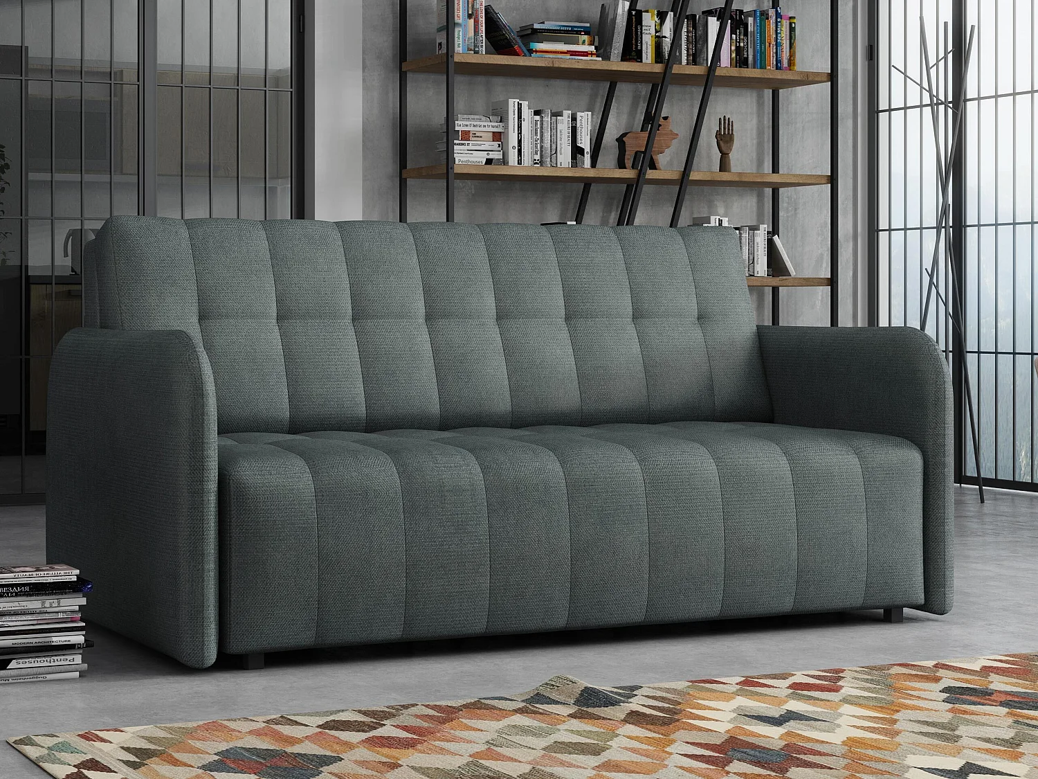 Sofá cama Aquarin IV, Almacenaje, 85x165x98cm, Muebles ya montados