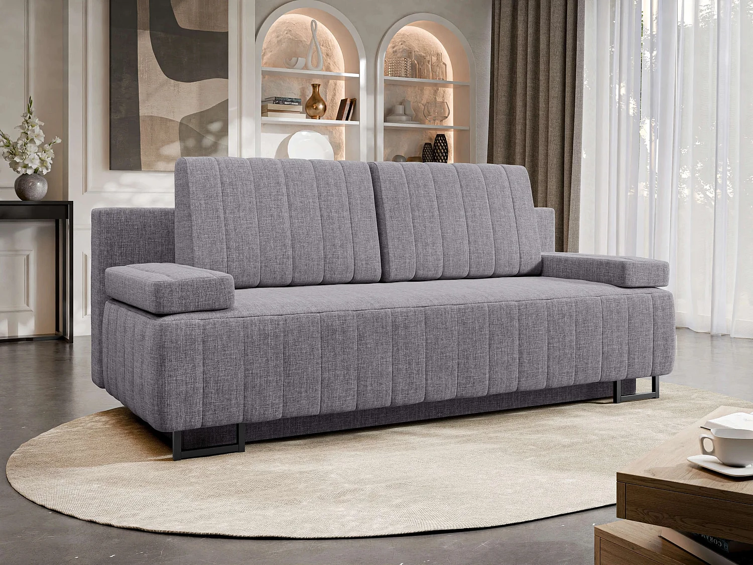 Sofá cama Columbus 152, Almacenaje, 90x200x90cm, Muebles ya montados