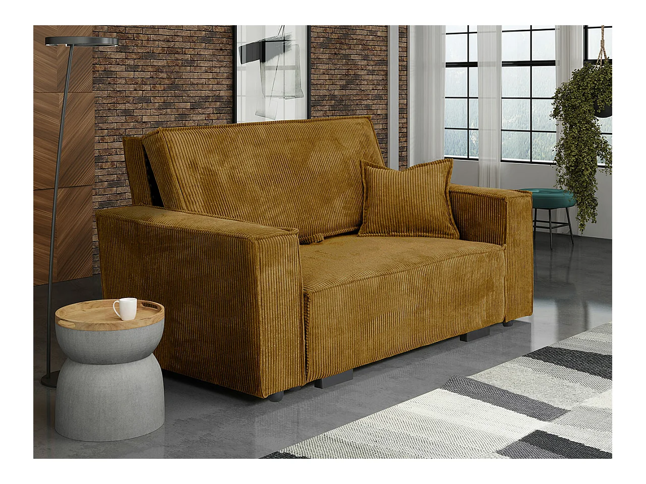 Canapé convertible Columbus 181, Boîte de literie, 85x152x98cm, Mobilier déjà assemblé