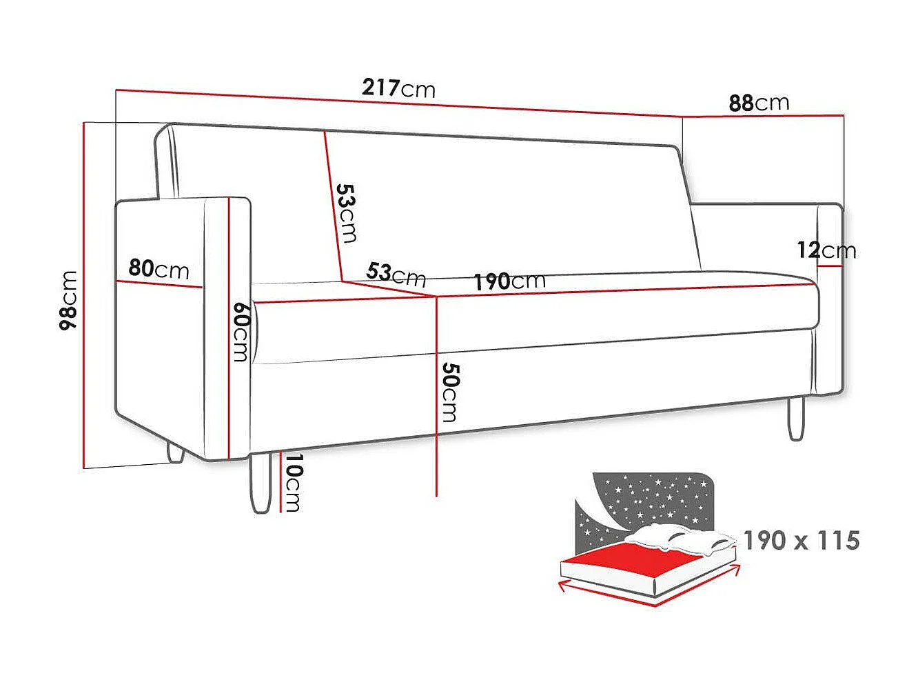 Canapé convertible Memphis 136, Boîte de literie, 98x217x88cm