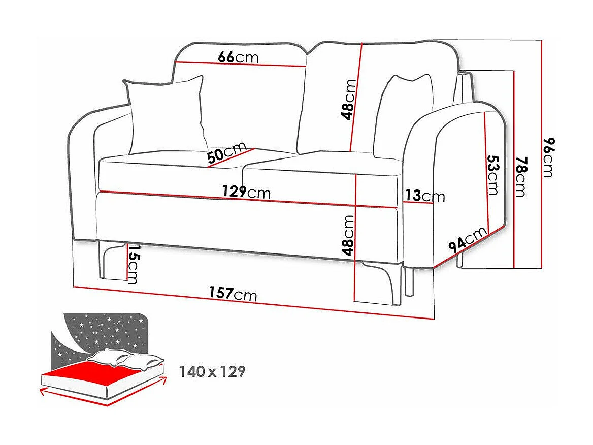 Divano letto Torlua 101, Con, 96x157x94cm