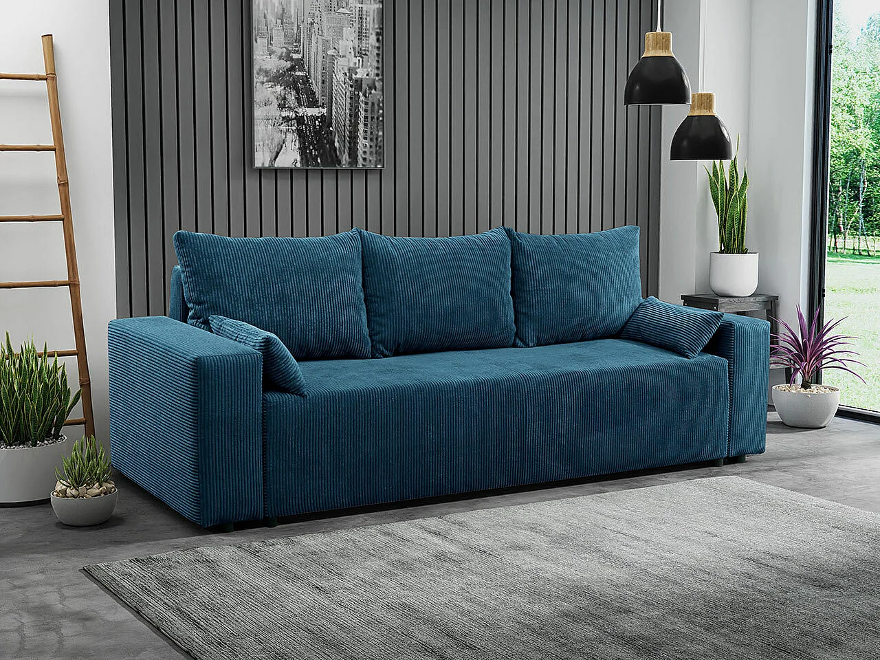 Canapé convertible Clovis 104, Boîte de literie, 90x250x94cm