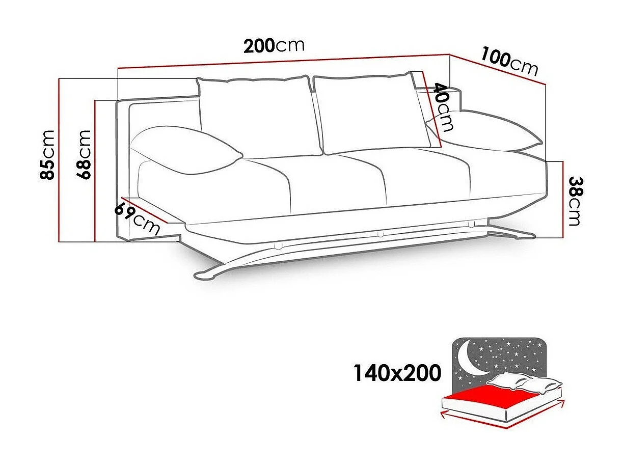Canapé convertible Providence 100, Disponible, 85x200x100cm