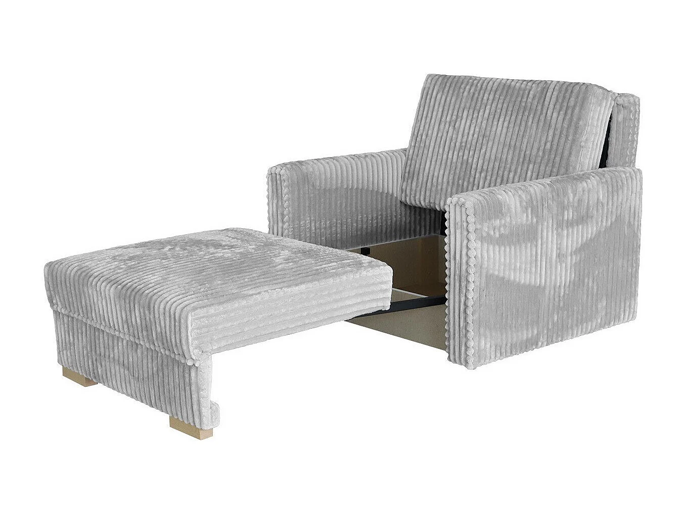 Sillón Columbus 207, De color marrón claro, 85x103x100cm, Tapiz, Patas: Madera