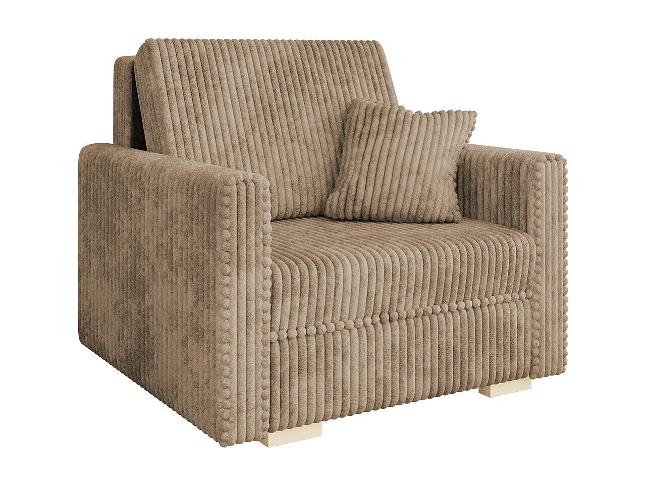 Fauteuil Columbus 207, Brun clair, 85x103x100cm, Tissu, Pieds: Bois