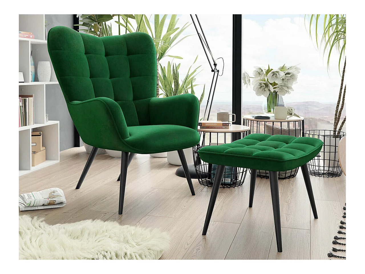 Fauteuil Comfivo 320, Vert, 96x78x73cm, Tapisserie, Pieds: Métal