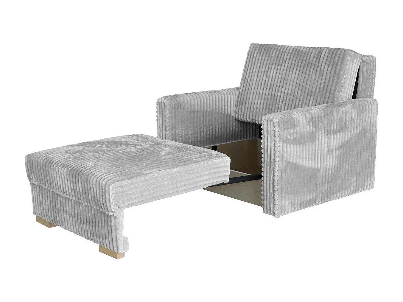 Fauteuil Columbus 207, Gris, 85x103x100cm, Tapisserie, Pieds: Bois