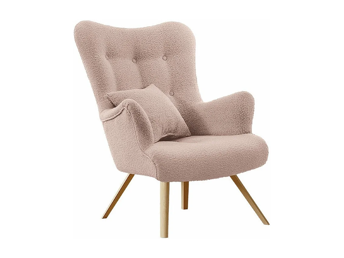 Sillón Clovis 106, Rosa, 100x76x90cm, Tapiz, Patas: Madera