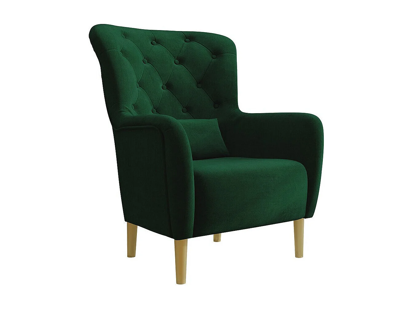 Fauteuil Orem 113, Vert, 105x82x89cm, Tapisserie, Pieds: Bois