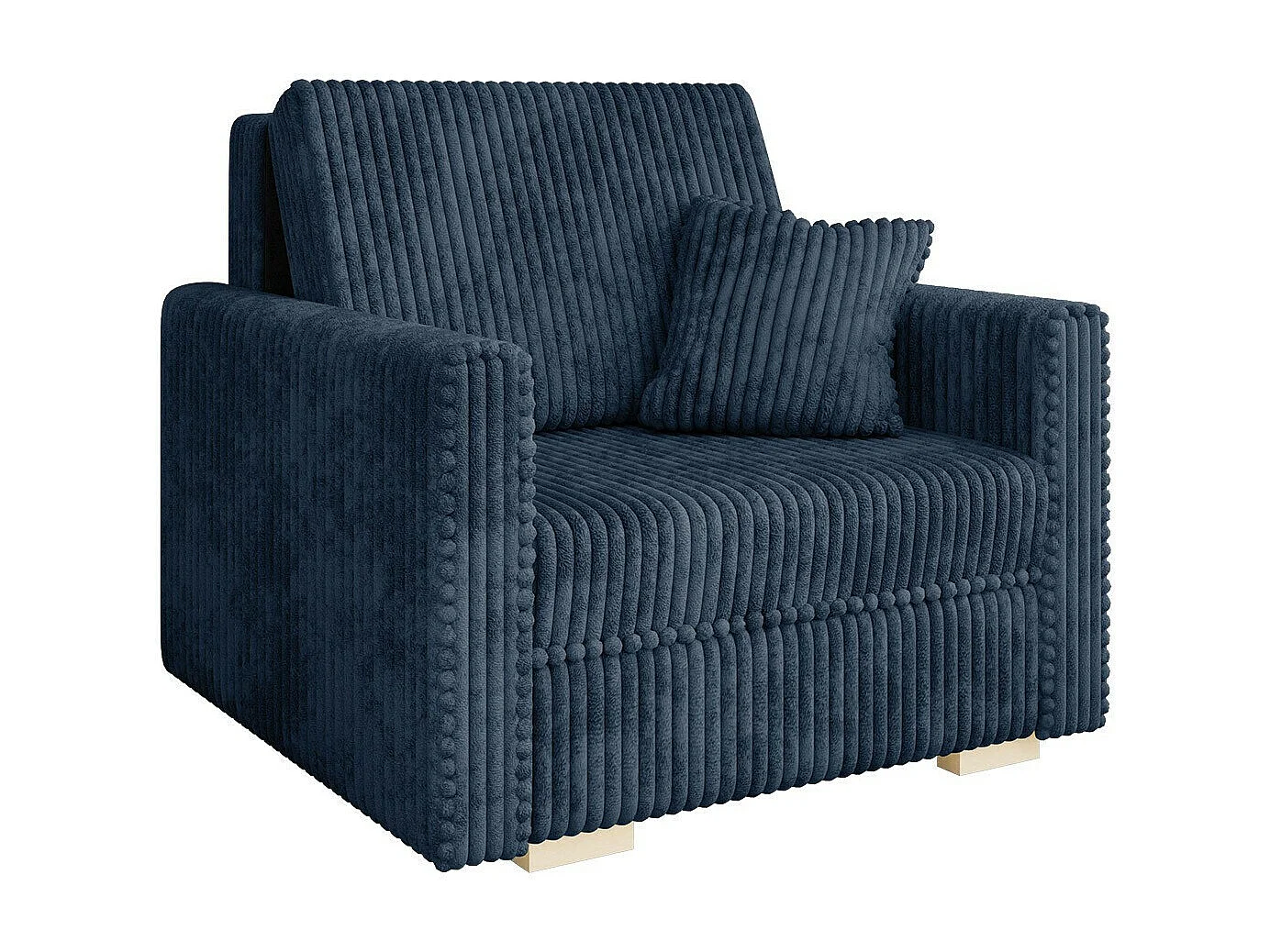 Fauteuil Columbus 207, Bleu, 85x103x100cm, Tissu, Pieds: Bois, Mobilier déjà assemblé
