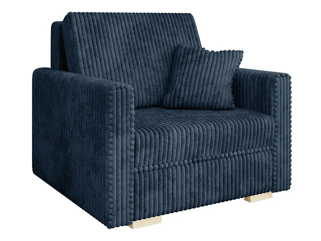 Fauteuil Columbus 207, Bleu, 85x103x100cm, Tissu, Pieds: Bois, Mobilier déjà assemblé