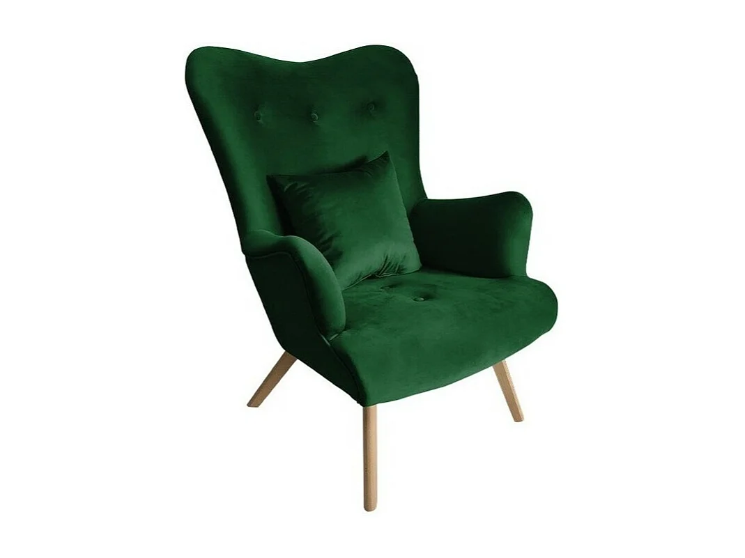 Sillón Clovis 102, Verde, 100x76x90cm, Tapiz, Patas: Madera